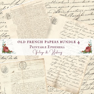 15-seitiges Papier (1800er Jahre) auf französischem Papier, handgeschrieben, Kalligrafie, bedruckbar, Vintage, Ephemera, digital, Tagebuch, SOFORT-DOWNLOAD