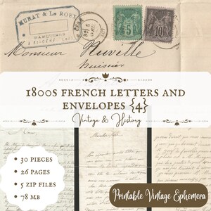 1880er Jahre Sammlung antiker französischer Briefe {4} vintage, bedruckbares Papier Ephemera, digitaler Download