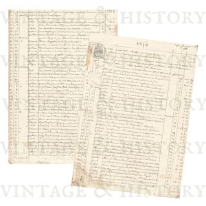 French Register 1854 French Register or Ledger Document, 19 Pages, Handwritten ...