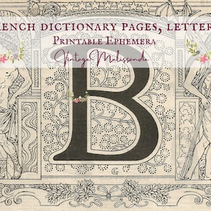 French dictionary pages, Letter B, Larousse, alphabet, printable, digital, download, ephemera, collage, journal, craft, scrapbook, vintage