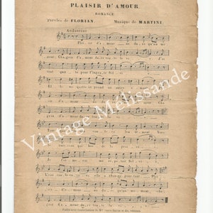 Printable French Music Sheets, Partitions, Digital, Download, Ephemera ...