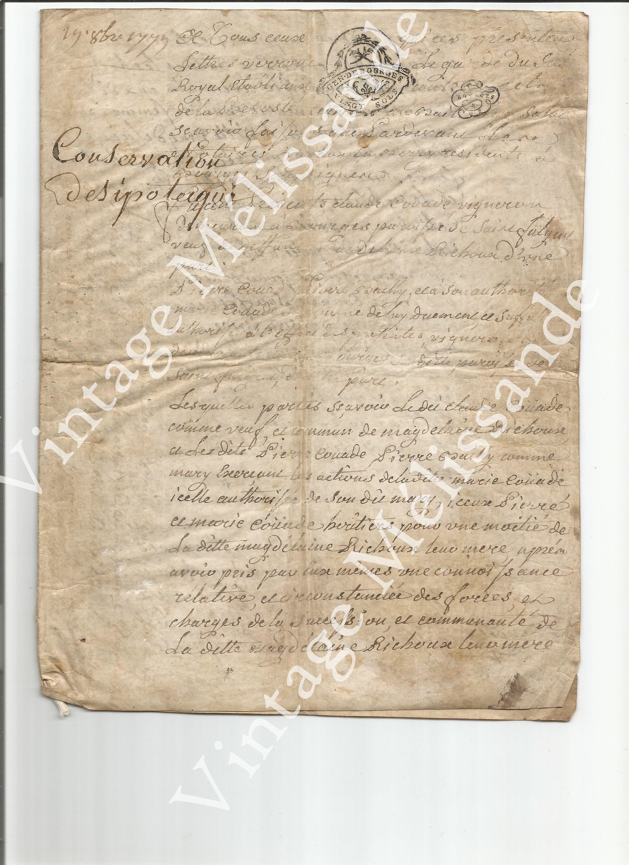 1779 French Paper Printable Vintage Ephemera Digital - Etsy