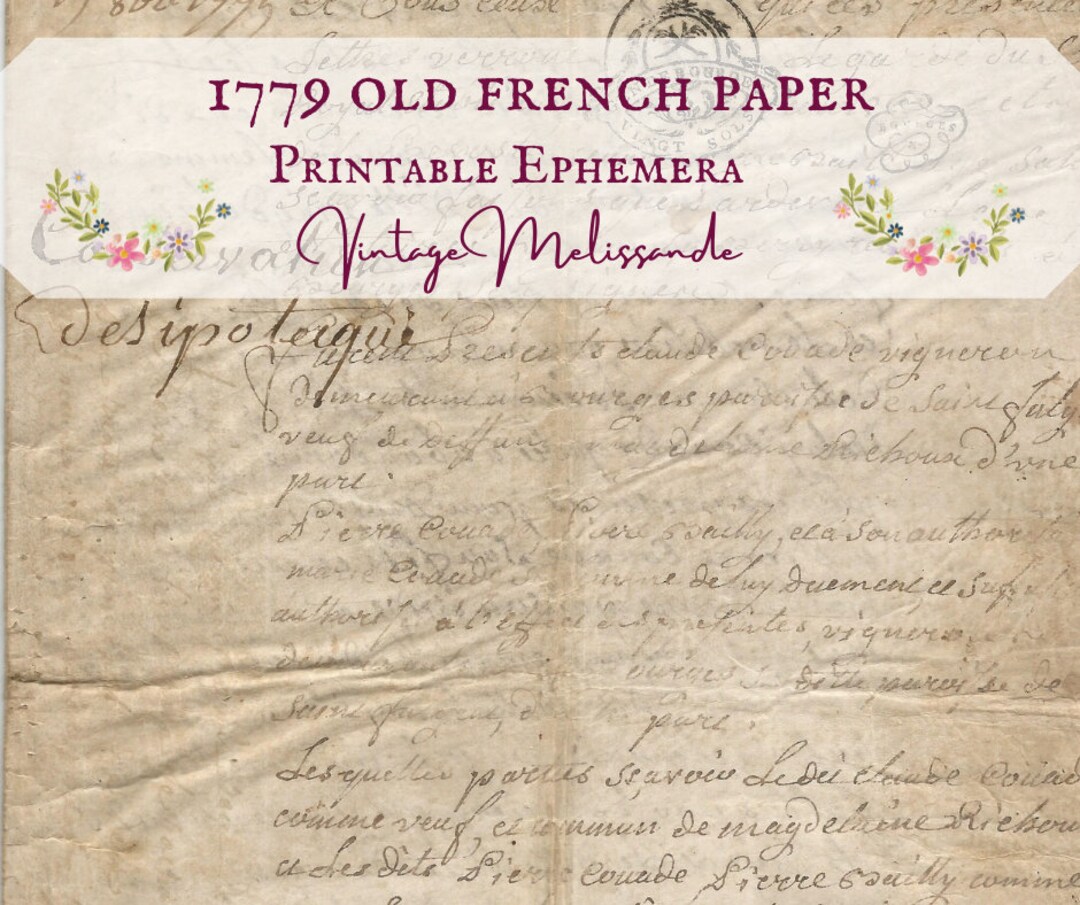 1779 French Paper Printable Vintage Ephemera Digital - Etsy