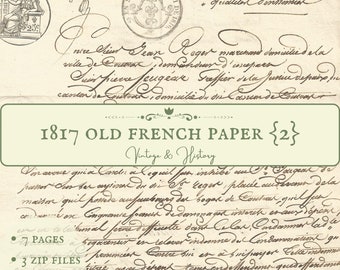 1817 {2} antique handwritten French document, calligraphy, printable, digital ephemera, old papers from France, vintage, INSTANT DOWNLOAD