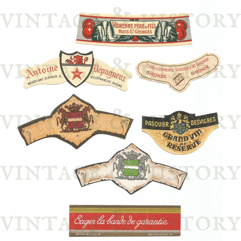 Grand Label Small French Vintage Wine Labels, Printable Vintage Paper Ephemera From ...