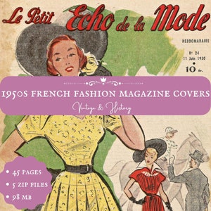 1950s French vintage fashion magazine cover pages, Paris, printable paper ephemera, France, junk journal kits, digitals, INSTANT DOWNLOAD