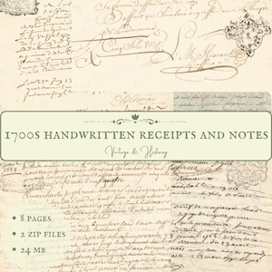 18th century antique French receipts and notes, 1700s paper ephemera, collage, journal, craft, scrapbook, vintage, INSTANT DOWNLOAD