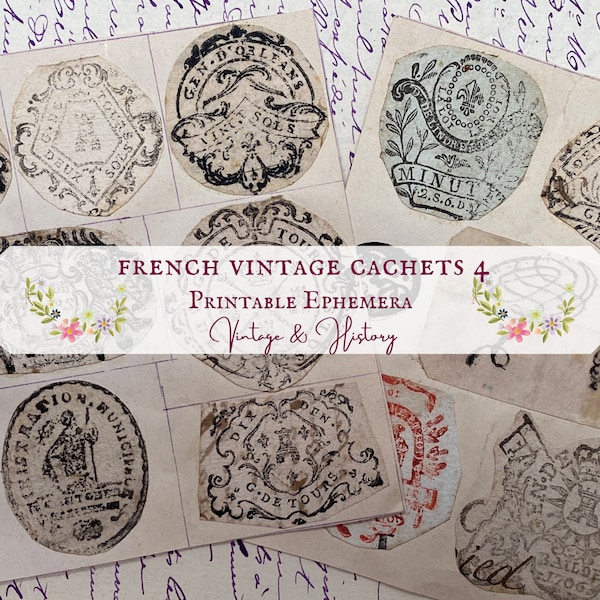 Printable antique French cachets 4, stamps, digital, ephemera, collage, journal, craft, scrapbook, vintage, INSTANT DOWNLOAD