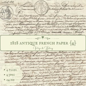 1818 {4} antique handwritten French document, calligraphy, printable digital download ephemera and historical papers from France, collection