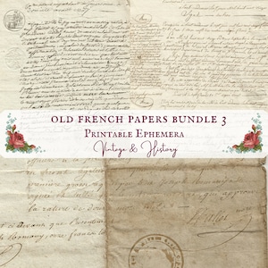 15 page bundle {3}, 1800s French paper, handwritten, calligraphy, printable, vintage, ephemera, digital, journals, INSTANT DOWNLOAD