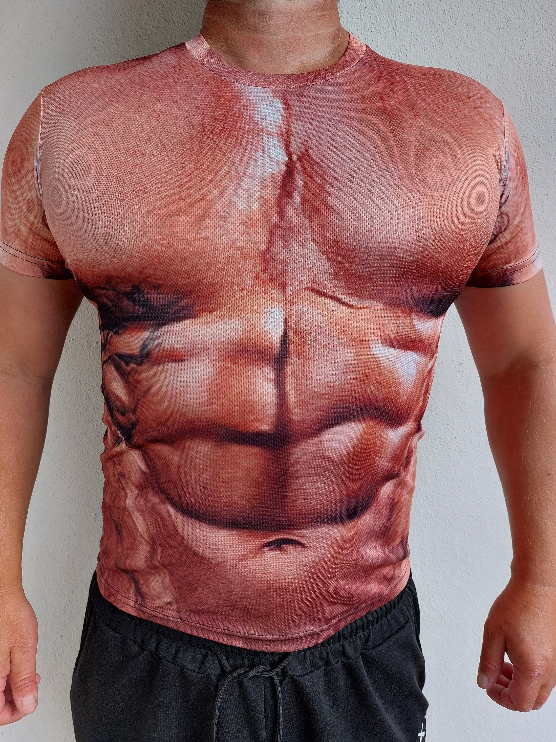 Men Funny 3D Muscle T-Shirt Tops Naked T-Shirts Men Nude T-Shirt
