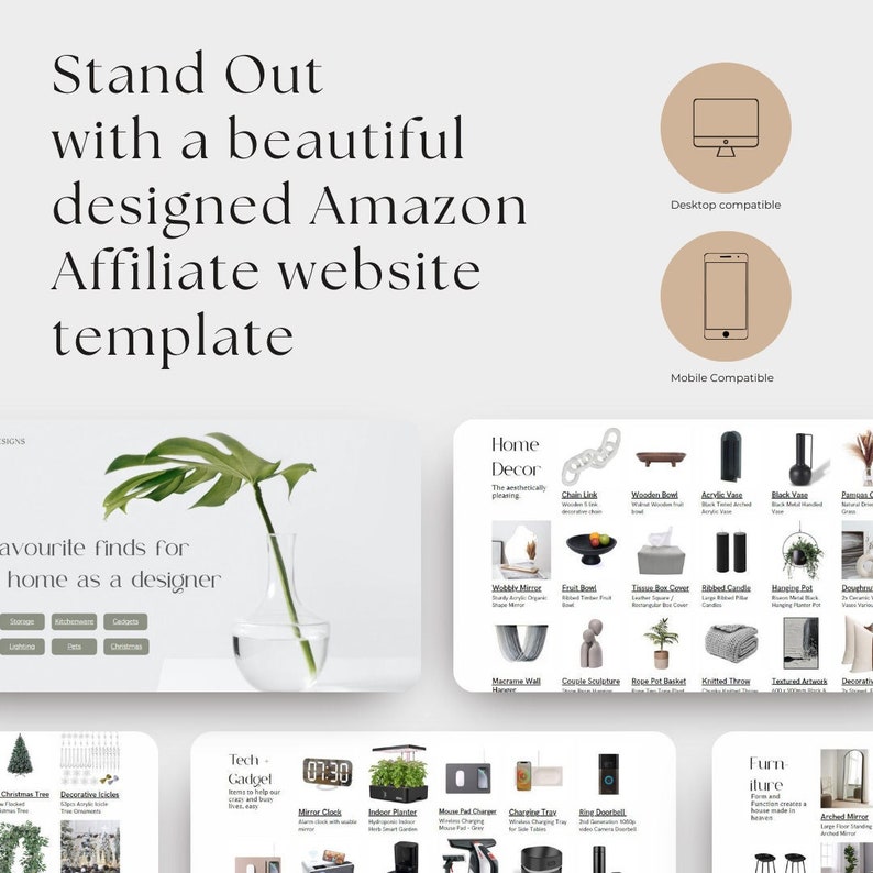 Amazon Affiliate Product Display Canva Website Template - Etsy
