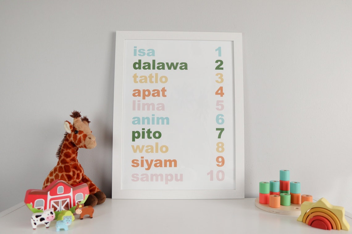 Tagalog Numbers, Filipino Kids Wall Art, Filipino Nursery Digital ...