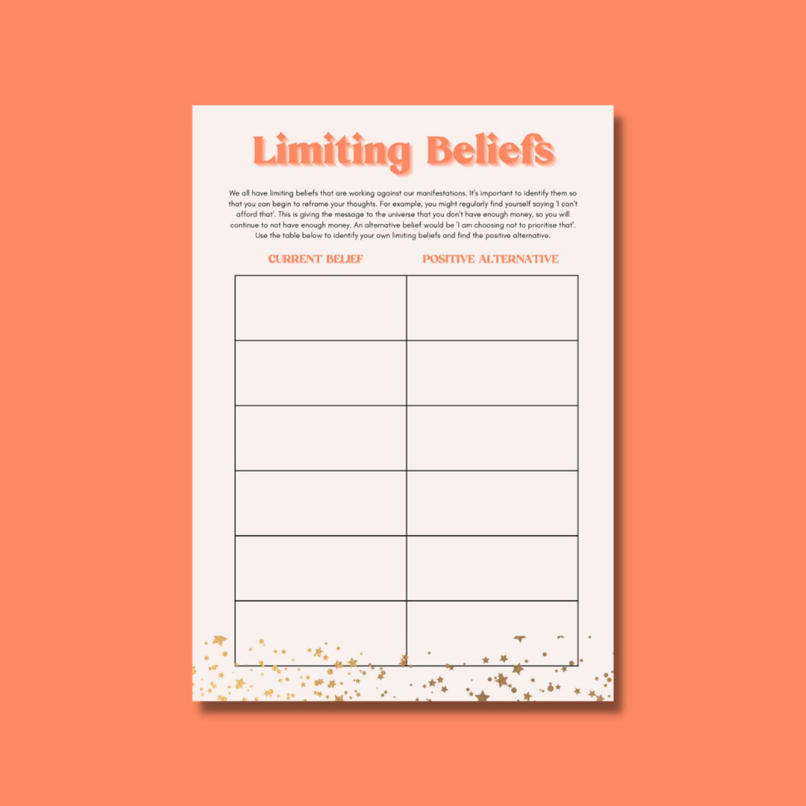 Limiting Beliefs Worksheet Printable Journal Coaching | Etsy