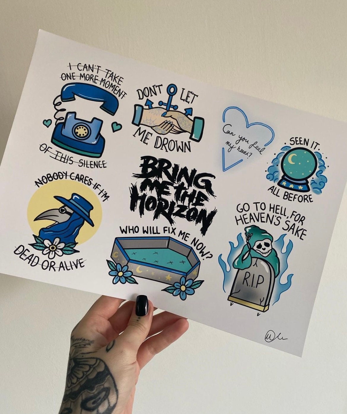 Bring Me the Horizon Traditional Tattoo Style Flash Sheet A4 - Etsy