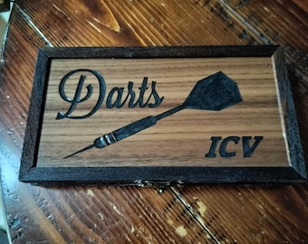 Vintage Accudart Set of 3 Darts With Original Wood Carrying Case