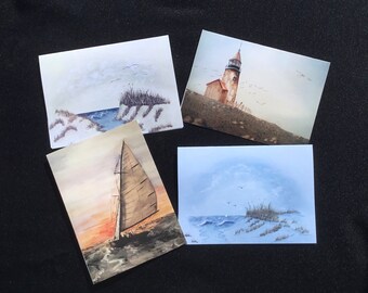 Original Art Nautical Notecards, Beach Notecards, Sailboat Notecards, Lighthouse Notecards, Marine Notecards, Fine Art Notecards, Note Cards