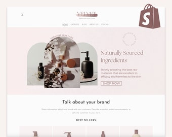 Roze Shopify-thema - Luxe Rose Gold Shopify-ontwerp - Elegante schoonheid Shopify-sjabloon - Minimalistisch esthetisch websiteontwerp