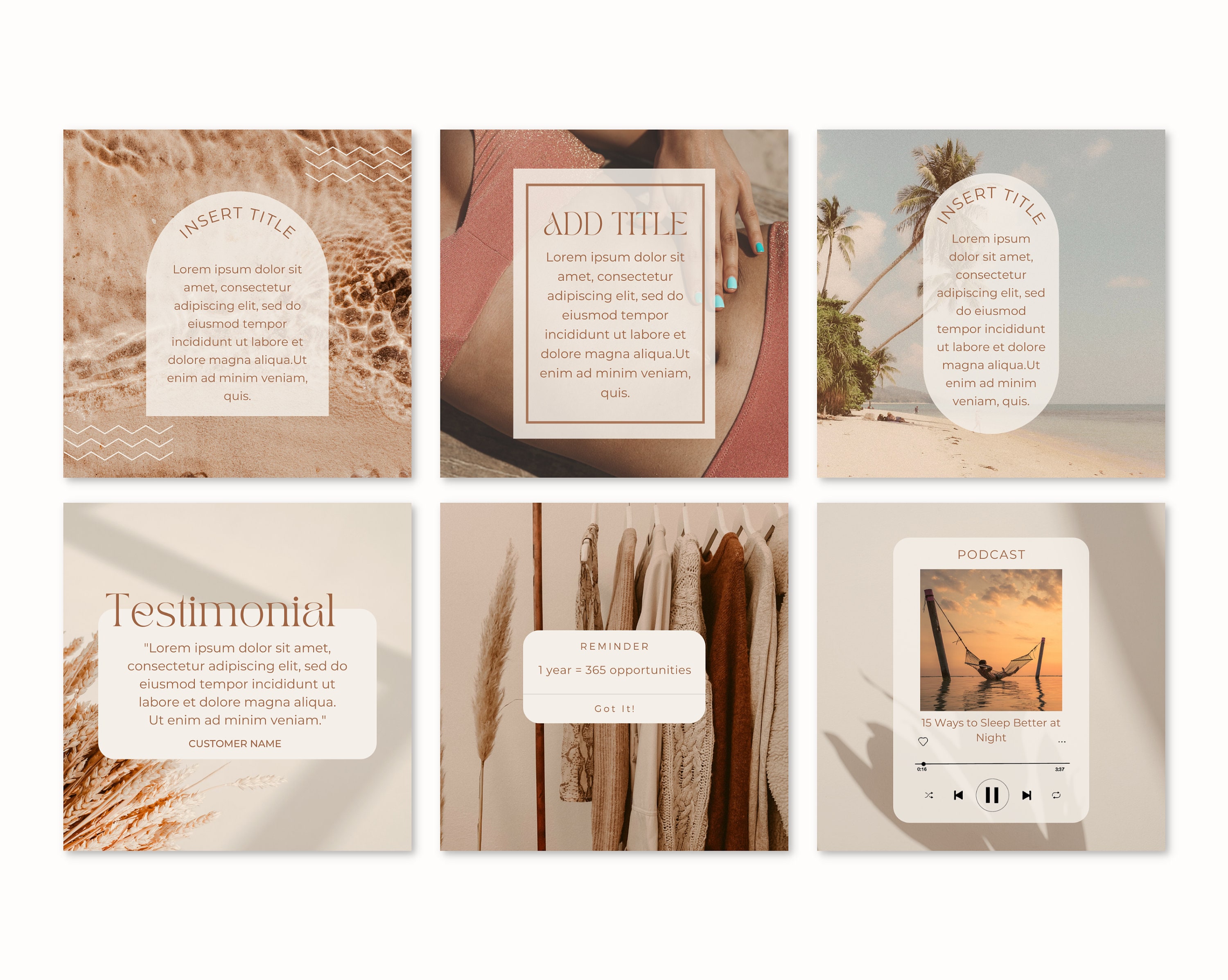 Instagram Post Template Boho - Instagram Boho Template Canva - Neutral ...