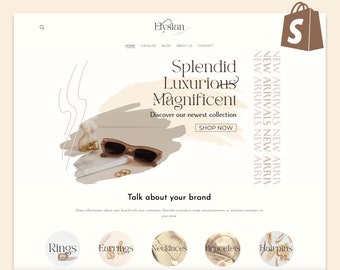 Tema Shopify de joyería - Lujosa boutique Boho Shopify - Plantilla Vintage Shopify Comercio electrónico - Diseño de sitio web de moda minimalista