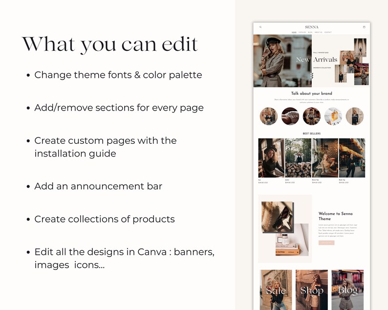 Shopify Theme Template Aesthetic Shopify Template Minimal Etsy