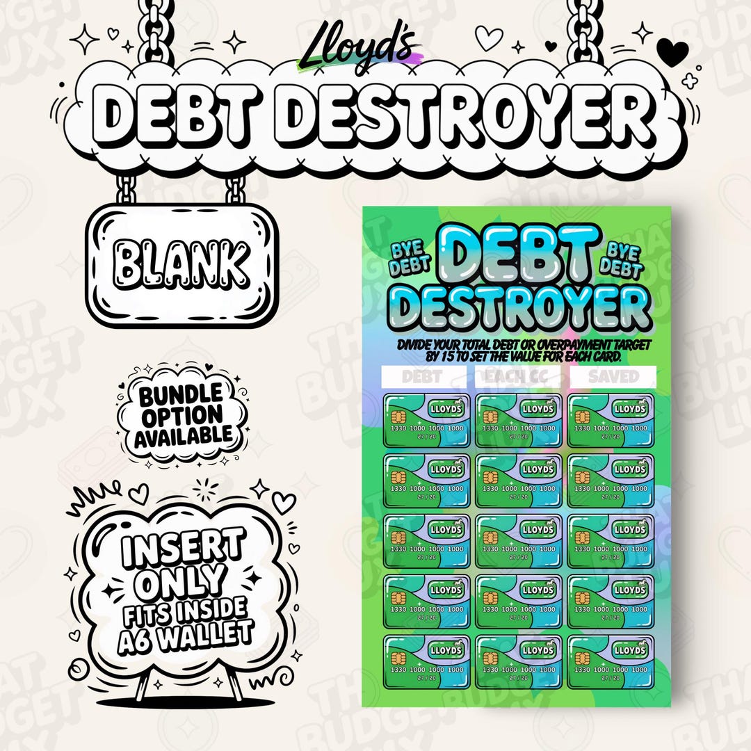 Debt Destroyer A6 Insert | Lloyds Credit Card | Budget Binder | Cash ...