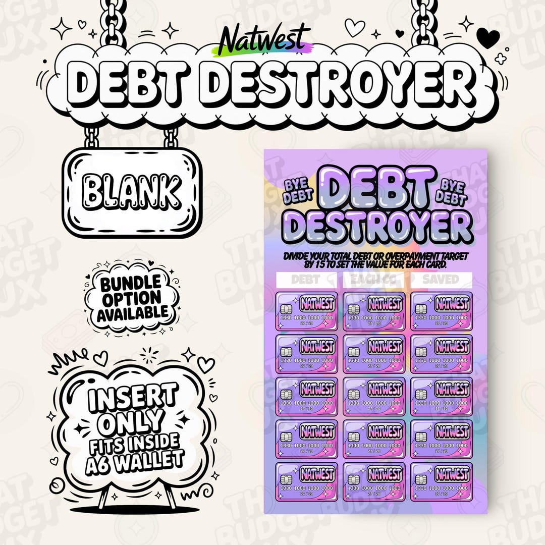 Debt Destroyer A6 Insert | Natwest Credit Card | Budget Binder | Cash ...