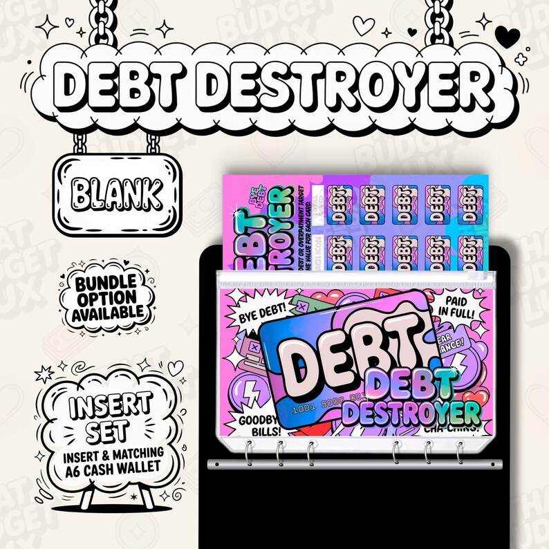 Debt Destroyer Savings Challenge A6 | Generic Credit Card Loan Debt ...