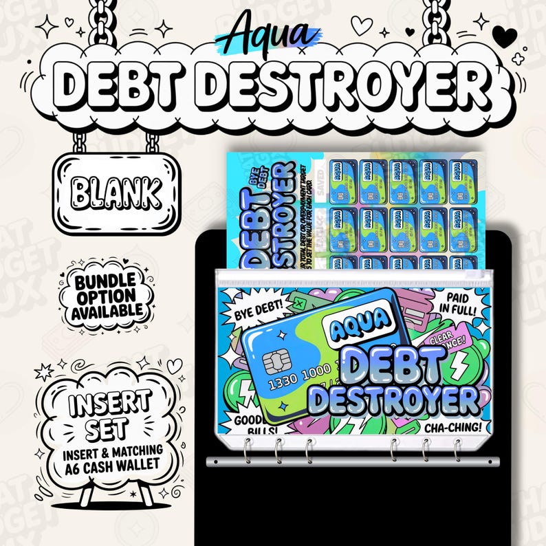 Debt Destroyer Savings Challenge A6 | Aqua Credit Card | Cash Stuffing ...