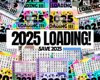 2025 Loading Savings Challenge Économisez 2025 Enveloppe de trésorerie à fermeture éclair assortie