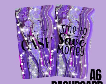 Purple Budget Dashboard, Planner, Motivational Inspirational Quote, Cash Money Savings Fits Standard A6 Binder