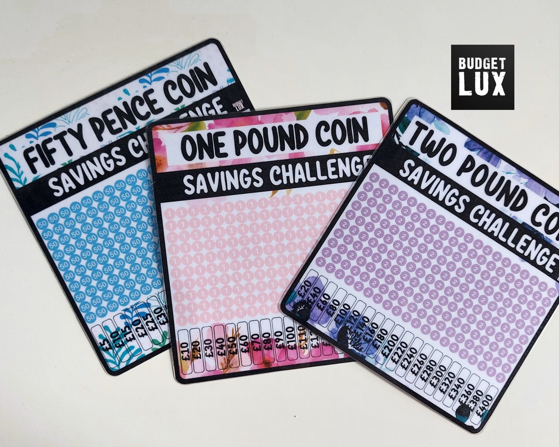 50 Pence 1 Pound & 2 Pound Coin Savings Challenge With - Etsy