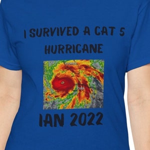 Natural disaster T shirt with saying, I Survived A cat 5 Hurricane IAN 2022