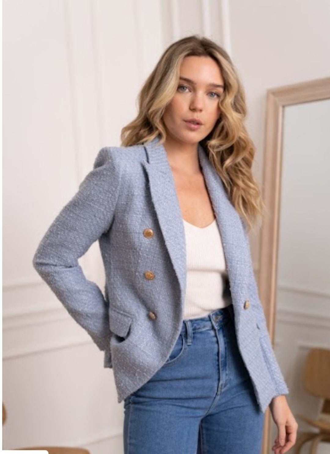 80s/90s True Red Tailored Blazer With Gold Buttons By Entre Deux Modes