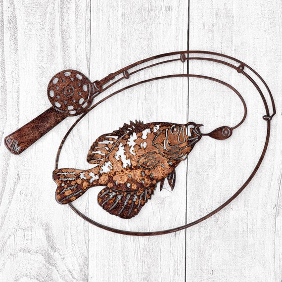 Crappie Fishing Pole Home Decor Fish Gift Vintage Metal Crappie Fisherman  Lake Home Decoration Fishing Nursery Wall Art for Baby Room 