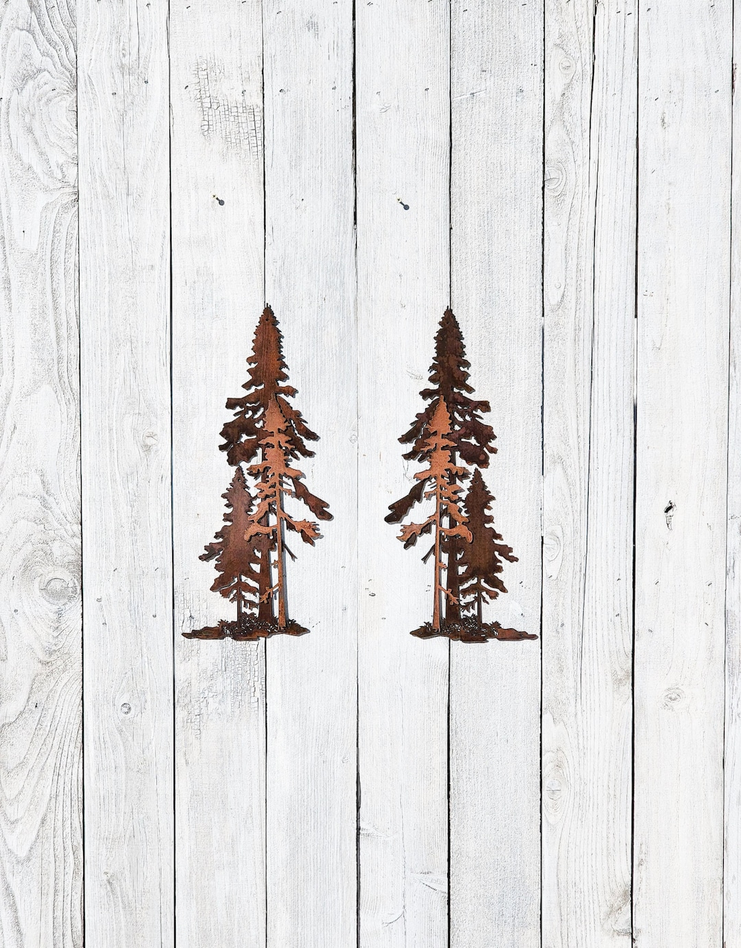 3D Pine Tree Trio Wall Art Set Luxury Metal Wall Art Modern Tree Living