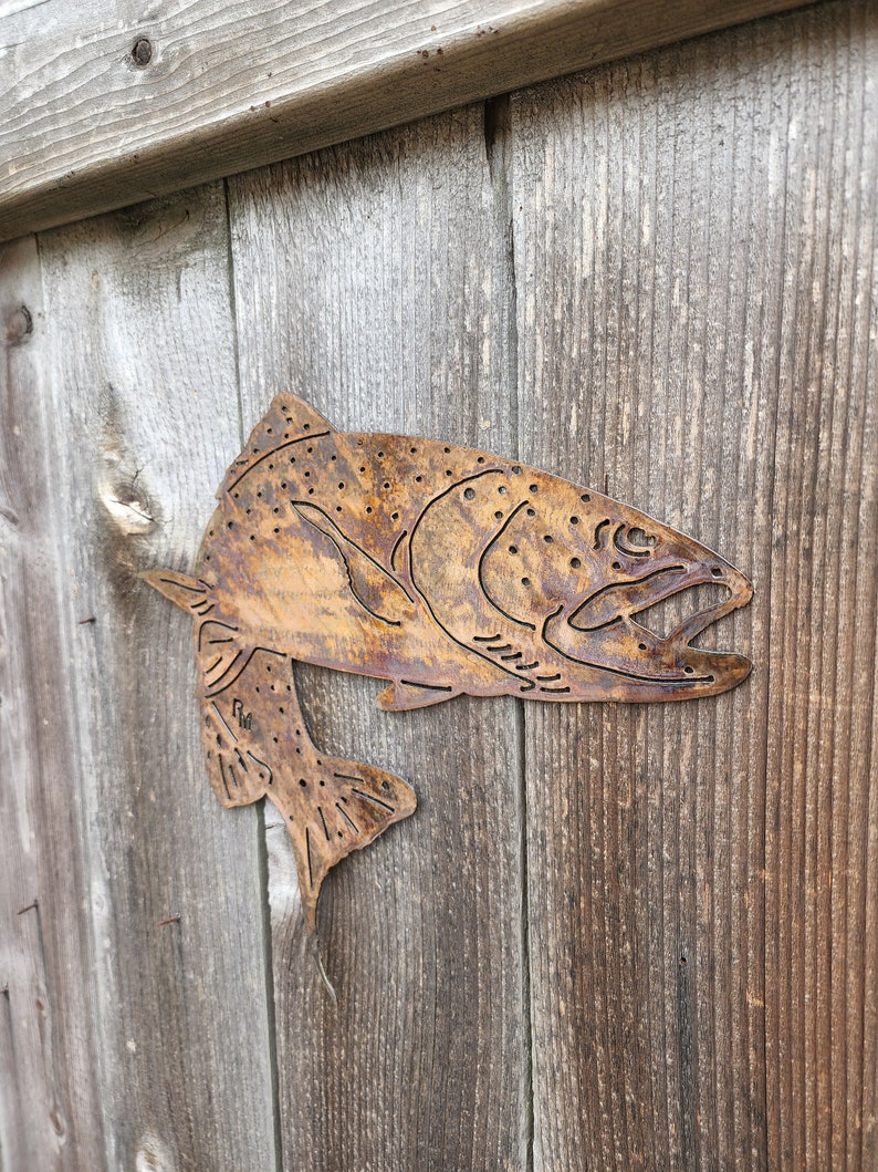 Rainbow Trout Fish Home Decor / Rustic Metal Trout Wall Art / Etsy