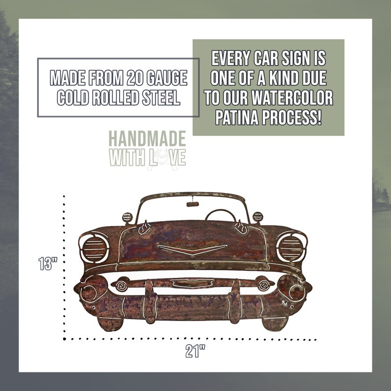 57 Chevrolet Vintage Car Metal Wall Art / Classic Car Wall Etsy