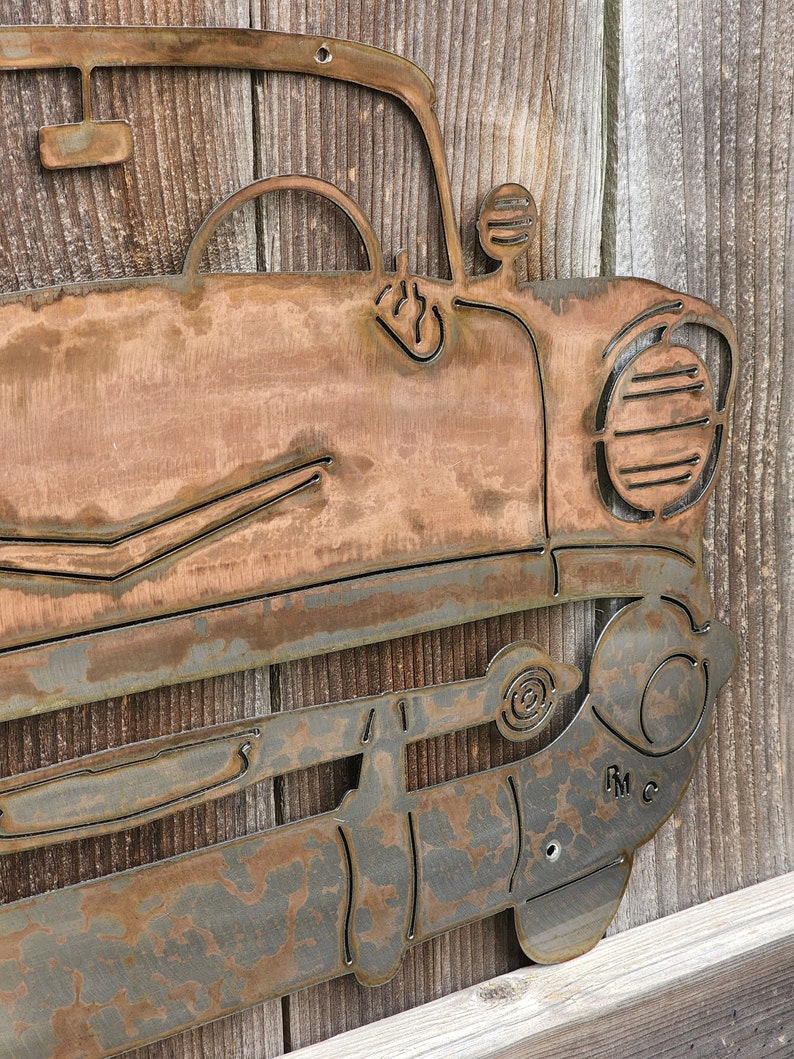 57 Chevrolet Vintage Car Metal Wall Art / Classic Car Wall Etsy
