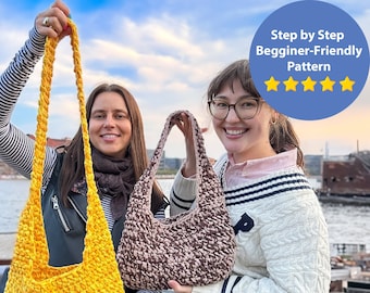 Sac à main épais au crochet | Sac tendance de style tendance | Modèle de sac à main au crochet facile à utiliser pour les débutants, images étape par étape | PATRON PDF ANG