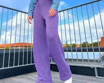 Knitting Pattern PDF ENGLISH | High-waisted straight leg knitted pants