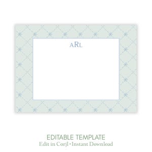 Biglietto di auguri personalizzato stampabile, set di biglietti di auguri piatti personalizzati, regalo di laurea, modello di cancelleria modificabile, biglietto di ringraziamento iniziale da scaricare digitalmente