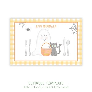 Printable Placemat | Halloween Ghost | Fall Party | Editable Corjl Template
