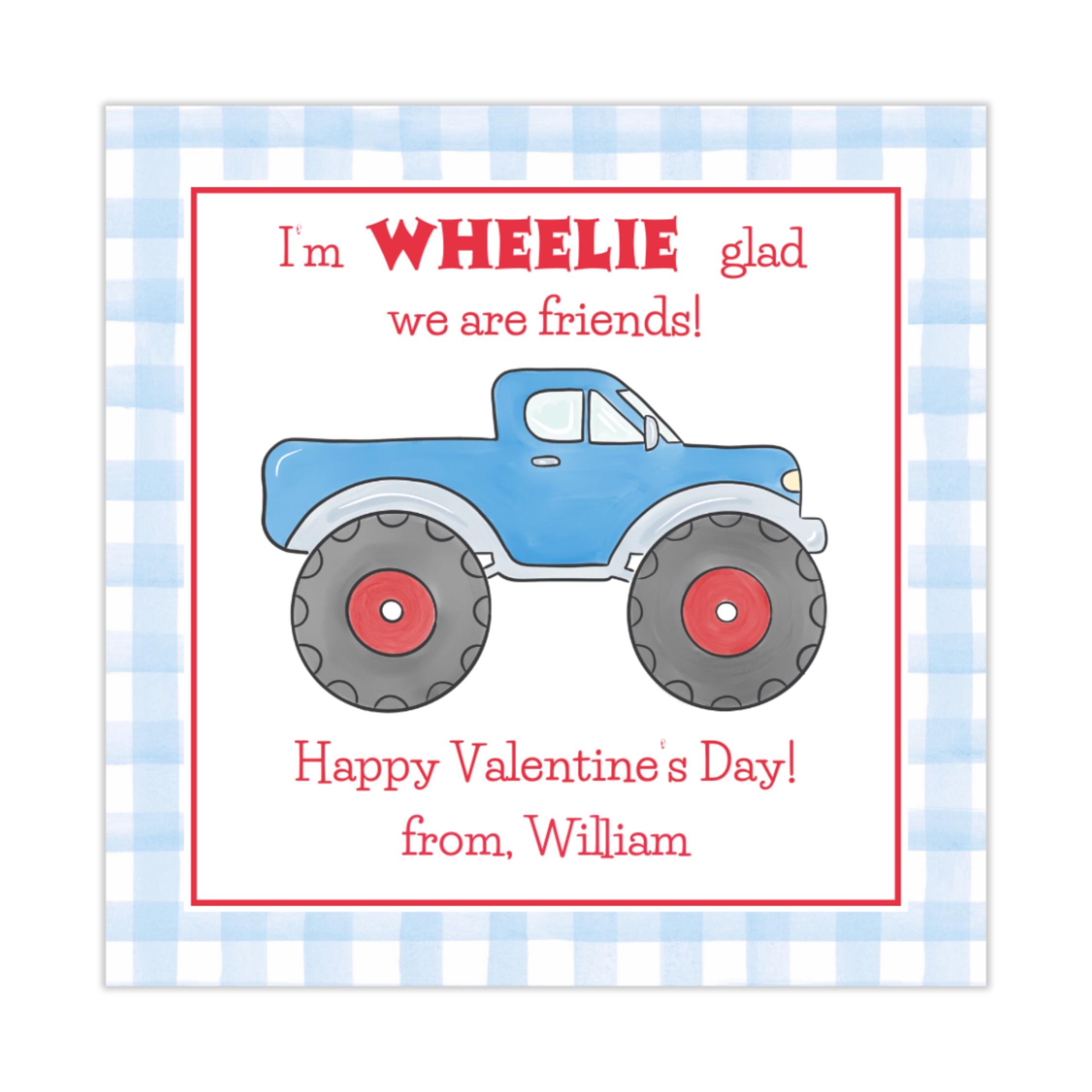 PRINTABLE Valentine's Day Gift Tag Kids Class Party, Monster Truck ...