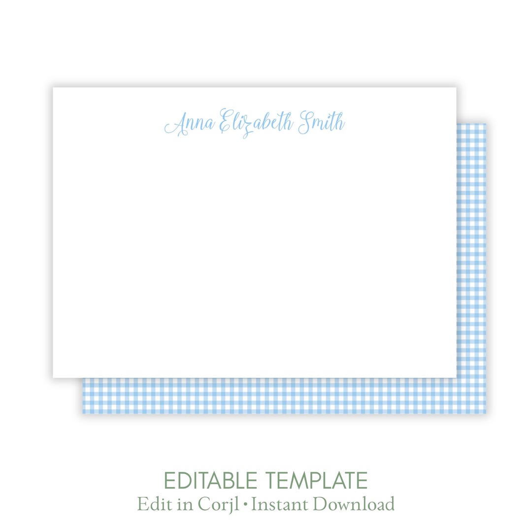 Personalized Notecard Printable, Grad Gift, Custom Flat Note Card Set ...