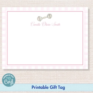 Tarjetas de agradecimiento de la guardería para niñas: papelería imprimible para mamás primerizas, como regalo para baby shower: edición en Corjl, descarga instantánea en PDF
