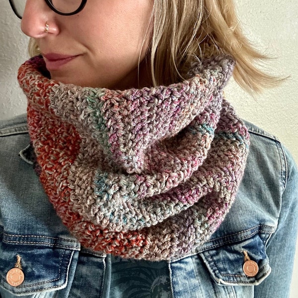 The Rhapsody: Cowl scarf,women’s infinity scarf,crochet cowl,boho scarf,neck cowl,women’s cowl scarf,colorful scarf,chunky neckwarmer,soft