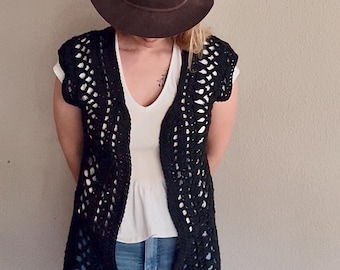 The Colt: Crochet Open Stitch Vest, Geometric Boho Hippie Vest