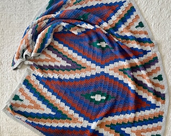 De Avante: gehaakte deken, afghaans haken, deken uit het zuidwesten, gehaakte deken, boho deken, boho home, zuidwest haken, unieke deken, western