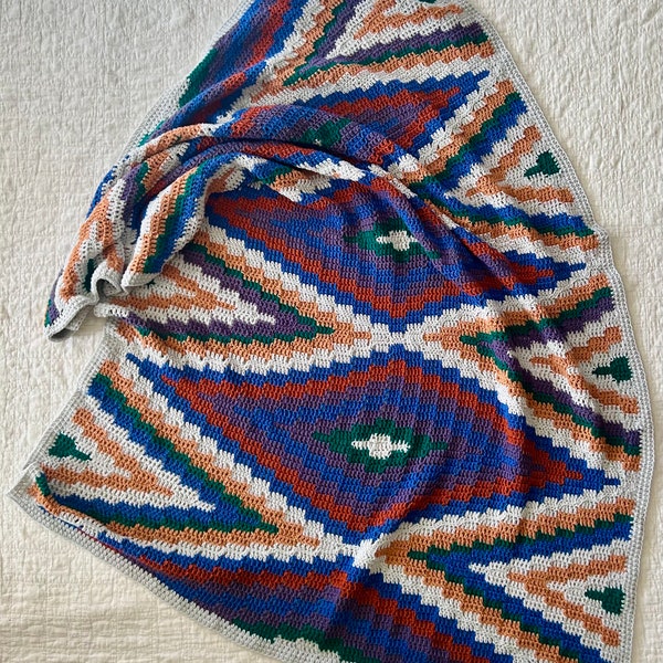 The Avante: crochet blanket,crochet afghan,southwest blanket,crochet throw,boho blanket,boho home,crochet southwest,unique blanket,western